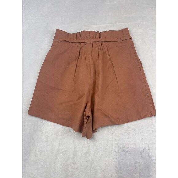 Love Tree Linen Collection Paperbag Shorts Women's Size S Brown Pockets Tie - Picture 1 of 5